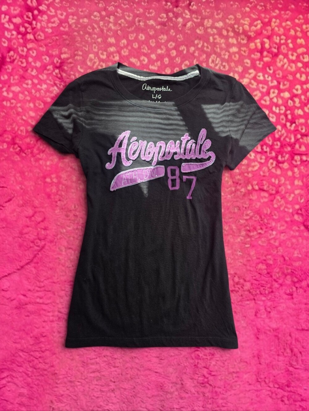 2000s Aeropostale black graphic baby tee Y2k Size Large